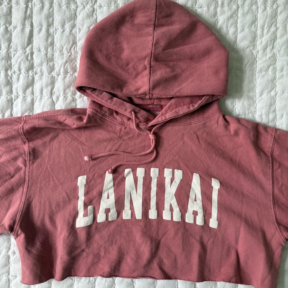 John Galt Pink Cropped Hoodie